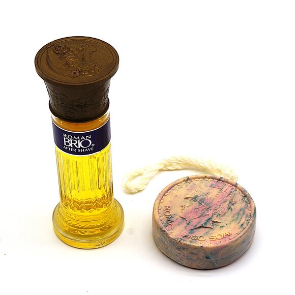 Roman Brio Shower Duo Aftershave 4 oz & Soap on a Rope 5 oz Vintage - Picture 4 of 7